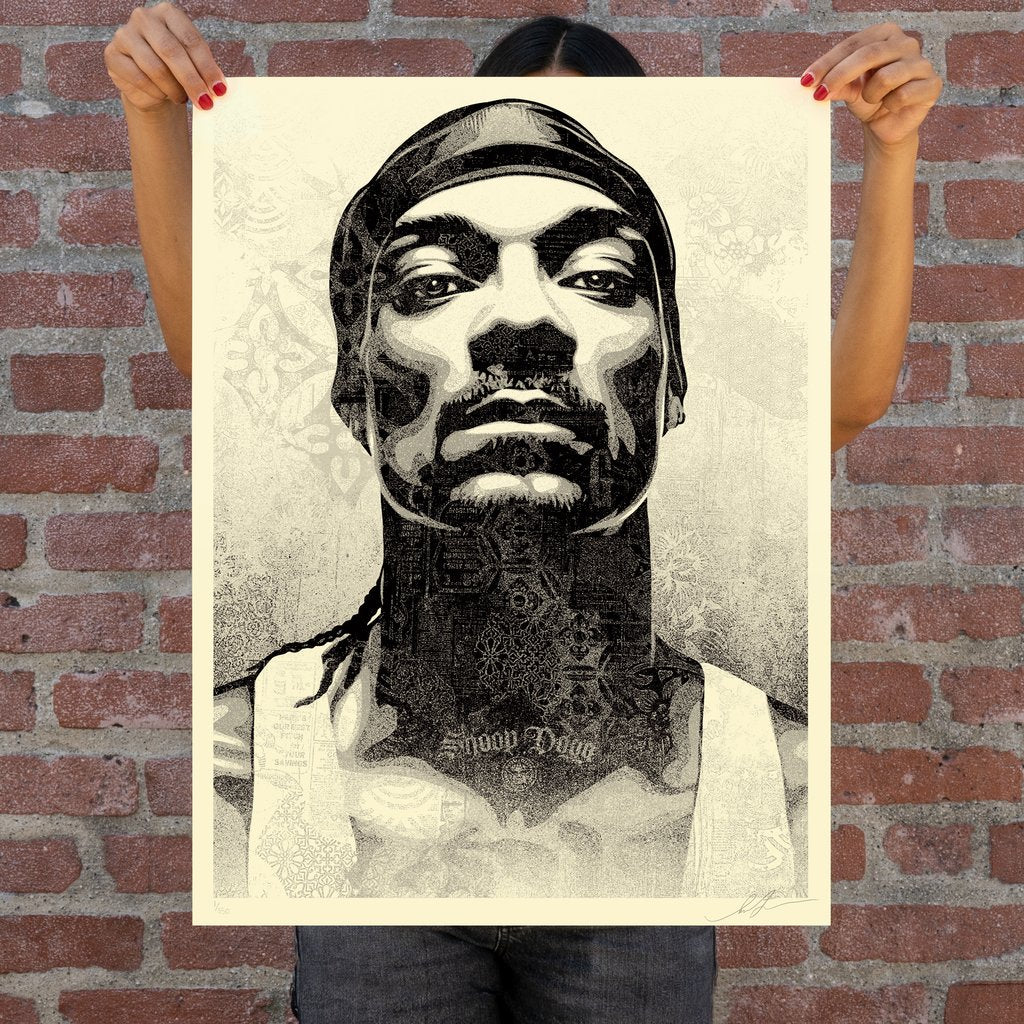 Title: OBEY Snoop D-O Double G  Artist:  Shepard Fairy  Edition:  xxx/550, signed and numbered by the artist  Type:  Screen print  Size: 18" x 24 "  Notes:  Printed on on thick cream Speckletone paper.  Check out our other listings for more hard-to-find and out-of-print posters.