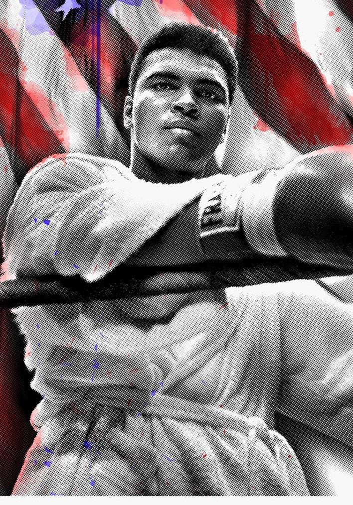 Mr. Brainwash - American Hero Muhammad Ali American Hero 77th Birthday Screenprint