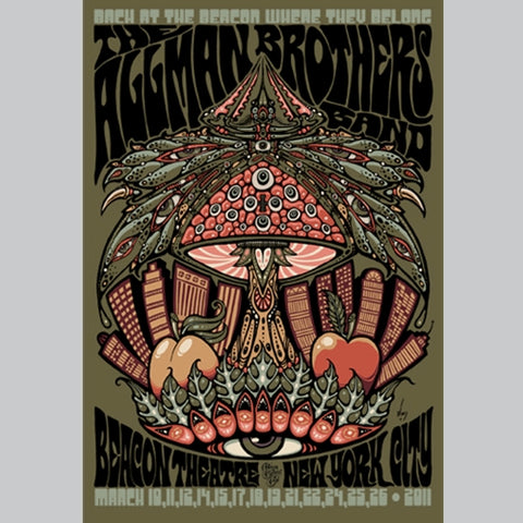 Allman Brothers 45th Anniversary Poster 2014 - Beacon Theatre NYC - Terry Bradle