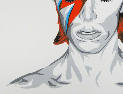 Inspired by the iconic musician, actor, and artist David Bowie's "Aladdin Sane" album. Check out our other listings for more hard-to-find prints and posters.  Screen Print Poster, Printed on hand torn archival art paper and featuring a signature thumb print on the back.  Released by Its a Wonderful World Inc. in 2016. Limited Edition of 169 prints. Signed and numbered by the artist.