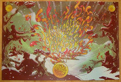 Title: "Umphrey's McGee (New Year's Eve - Denver)" Poster artist: James Flames Edition: 235, signed and numbered by the artist Type: Screen Print Size: 36" x 24" Location: Denver, Colorado Venue: Fillmore Auditorium Notes:  Released in 2013.  Print is stored flat in very good condition. Following purchase, prints are rolled in archival paper and shipped with bubble wrap in sturdy cardboard tubes.
