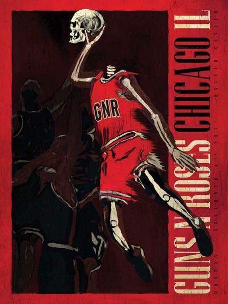 Title: "Guns N Roses United Center" Chicago Bulls Michael Jordan  Edition: xx/300  Type: Screen Print  Size: 18"x24"  Location: Chicago, IL  Venue: United Center  Notes: From the concert which took place on November 6th, 2017  Print is stored flat in very good condition. Following purchase, prints are rolled in archival paper and shipped with bubble wrap in sturdy cardboard tubes.  Check out our other listings for more hard-to-find and out-of-print posters.
