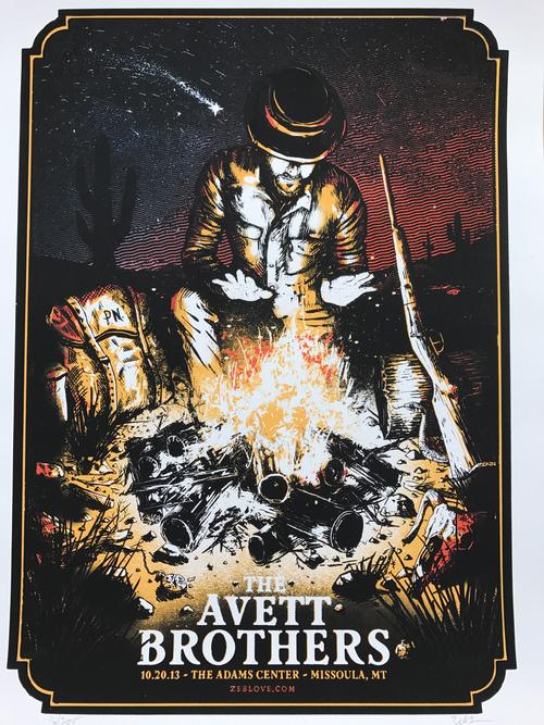 The Avett Brothers Missoula Screen Print Poster Zeb Love