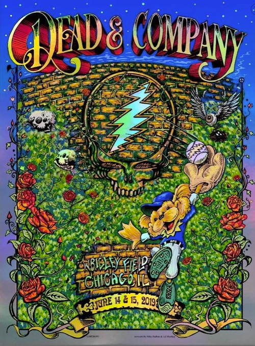 Dead & Company Wrigley Field Collaboration Foil print.  You are purchasing the set of TWO prints.  Both prints are pictured and signed by both artists. 