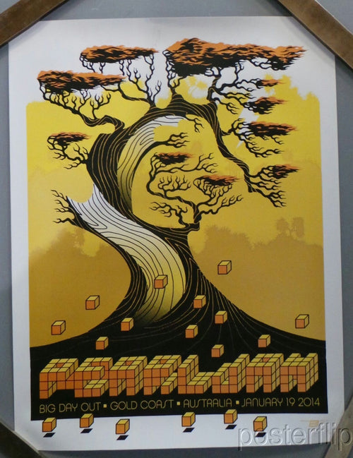 Title:  Pearl Jam Big Day Out 2014  Artist:  Ames Bros  Edition:  Gold Variant Limited Edition of 80 prints and quickly sold out by the artist. Each print is signed and numbered by the artist.  Type: Screen print poster  Size: 20" x 26"  Location: Gold Coast, Australia  Notes:  P rint is stored flat in very good condition.  Check out our other listings for more hard to find and out of print posters.