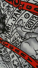 Title:  Pearl Jam Calgary - 2013 (Bonez Limited Edition)  Artist:  Ames Bros  Edition: Poster is printed in a Bonez Limited Edition of 25. Signed and numbered by the artist.  Type:  Screen Print  Size: 20" x 26"  Location:  Calgary, Australia