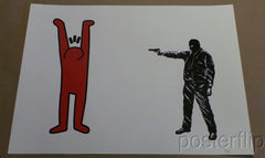 Title: "You Haring a Laugh? (Red Edition)" Poster artist: Lewis Bannister Edition: 6 Type: Screen Print Size:  23.4" x 16.5" Notes: Released by Copymenot in 2014. Signed and numbered by the artist.  Print has small dings in upper left hand corner resulting from original shipping (details in photographs).  Print is stored flat in very good condition. Following purchase, prints are rolled in archival paper and shipped with bubble wrap in sturdy cardboard tubes.