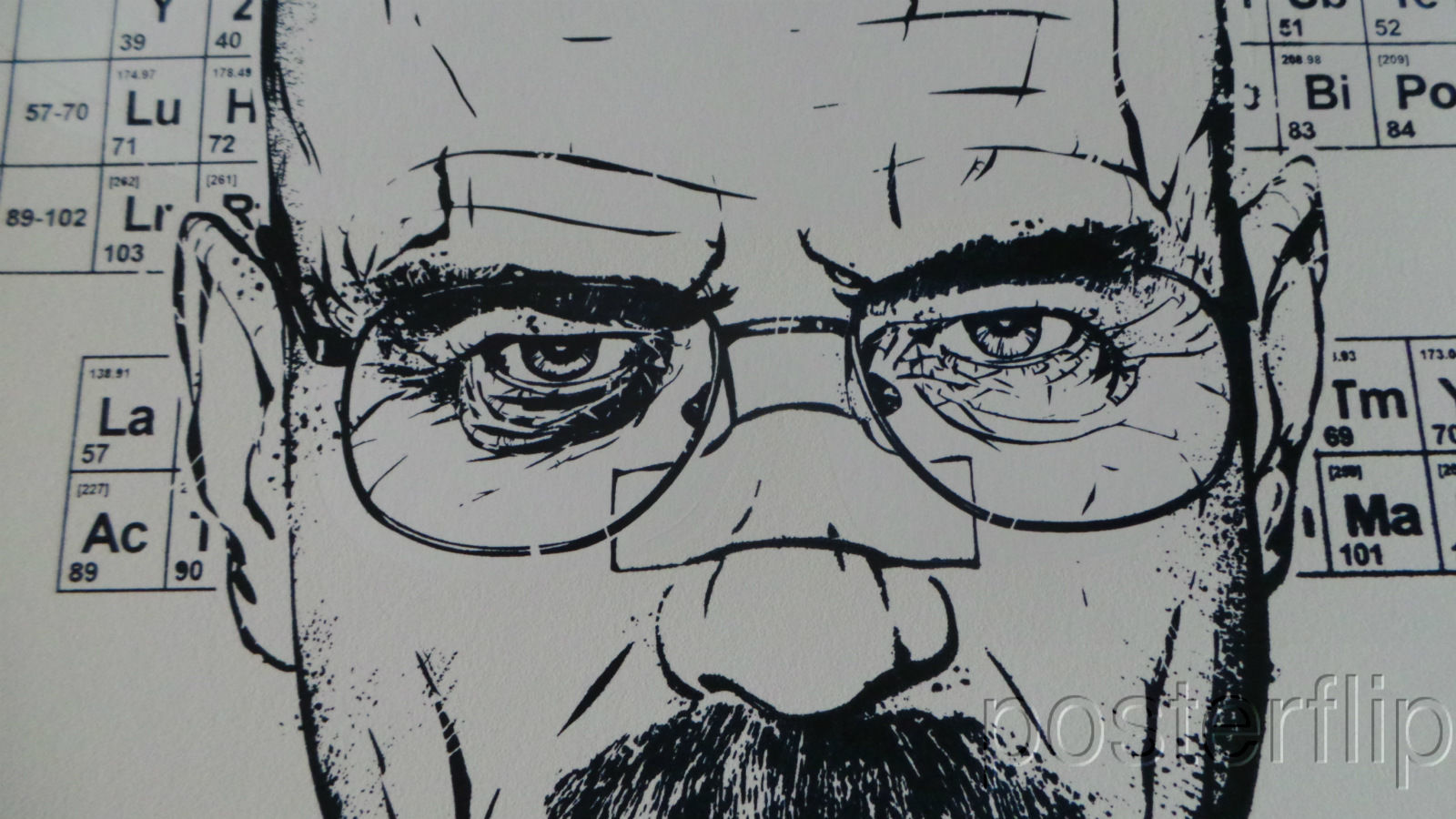 Title: Respect the Chemistry 2013  Artist: Timothy Anderson  Edition:  xx/65  Type: Screen print.  Size: 12" x 16"  Notes:  Signed and numbered by the artist.  For the hit TV series 'Breaking Bad' on AMC Channel, Walter White half Heisenberg.  Print is stored flat in very good condition. Following purchase, prints are rolled in archival paper and shipped with bubble wrap in sturdy cardboard tubes.  Check out our other listings for more hard-to-find and out-of-print posters.