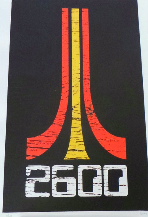 Inspired by the classic Atari 2600 video game console.  Released in 2014. Print is stored flat in very good condition. Following purchase, prints are rolled in archival paper and shipped with bubble wrap in sturdy cardboard tubes.