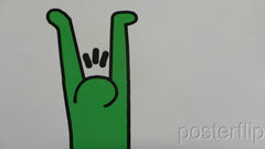 Title: "You Haring a Laugh? (Green Edition)" Poster artist: Lewis Bannister Edition: 6 Type: Screen Print Size:  23.4" x 16.5"  Notes: Released by Copymenot in 2014. Signed and numbered by the artist.  Print has small dings in upper left hand corner resulting from original shipping (details in photographs).  Print is stored flat in very good condition. Following purchase, prints are rolled in archival paper and shipped with bubble wrap in sturdy cardboard tubes.