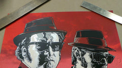Title:  Elwood and Joliet Jake (Variant)  Poster artist:  Tim Doyle  Edition:  xx/25, s/n  Type:  Screen Print  Size:  18" x 24"  Notes:  Released by Galerie F in 2014.  Print is stored flat in very good condition. Following purchase, prints are rolled in archival paper and shipped with bubble wrap in sturdy cardboard tubes.   Check out our other listings for more hard-to-find and out-of-print posters.