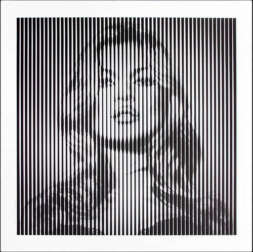 "Fame Moss" screen print full set of 4 in Black on Grey, Blue on Blue, Red on Red, and Cyan on Magenta.  Released by Mr. Brainwash in 2015 in limited edition of 65.Prints measure 34.5in x 35in.  Each print signed and numbered with thumb print on back.