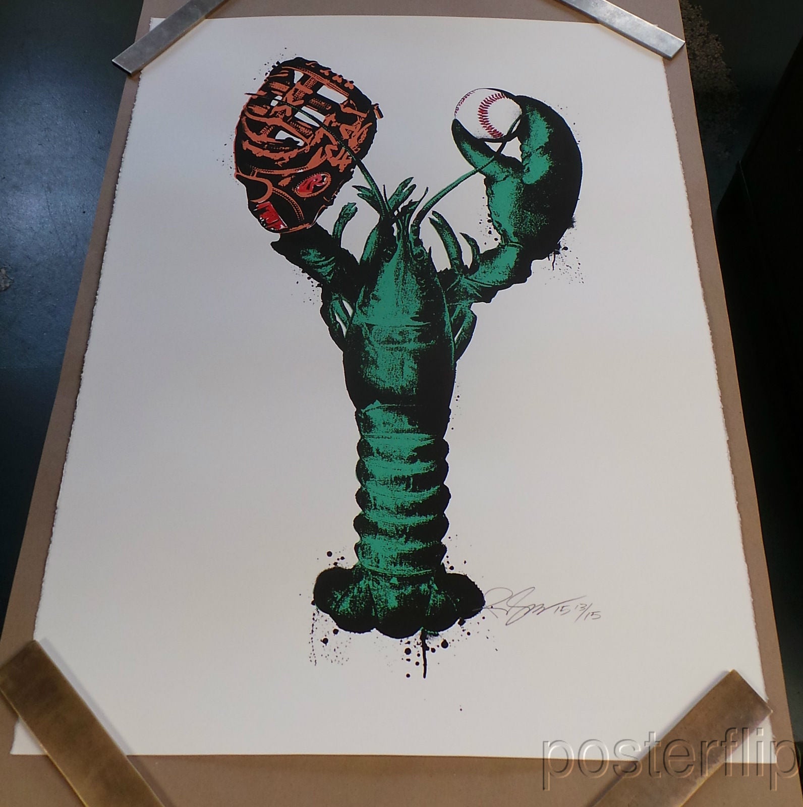 Title: Green Monsta  Artist: Rene Gagnon  Edition: Released by Rene Gagnon Fine Art in 2015 in a limited edition of 15 prints, signed and numbered by the artist.  Type: Screen printed poster, Printed on hand-deckled paper  Size: 30" x 22"  Notes:  Print is stored flat in very good condition. Following purchase, prints are rolled in archival paper and shipped with bubble wrap in sturdy cardboard tubes.  Check out our other listings for more hard-to-find and out-of-print posters.