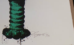 Title: Green Monsta  Artist: Rene Gagnon  Edition: Released by Rene Gagnon Fine Art in 2015 in a limited edition of 15 prints, signed and numbered by the artist.  Type: Screen printed poster, Printed on hand-deckled paper  Size: 30" x 22"  Notes:  Print is stored flat in very good condition. Following purchase, prints are rolled in archival paper and shipped with bubble wrap in sturdy cardboard tubes.  Check out our other listings for more hard-to-find and out-of-print posters.