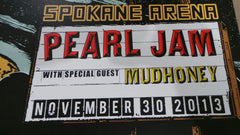 Title:  Pearl Jam & Spokane, WA 2013  Artist:  Faile  Edition:  xx/100, signed and numbered artist edition.  Type:  Screen Print  Size: 18" x 24"  Location:  Spokane, Washington 2013  Venue:  Spokane Arena  Notes:  Print is stored flat in very good condition.  8-color screen print poster.