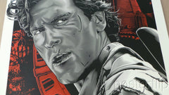 "Army of Darkness (Red Regular)" screen print poster by artist Jeff Boyes. Inspired by the cult classic film.  Released by Skuzzles in 2014 in a limited edition of 150 prints. Print measures 18x24 inches, hand-numbered.  Print is stored flat in very good condition. Following purchase, prints are rolled in archival paper and shipped with bubble wrap in sturdy cardboard tubes.  Check out our other listings for more hard-to-find and out-of-print posters.