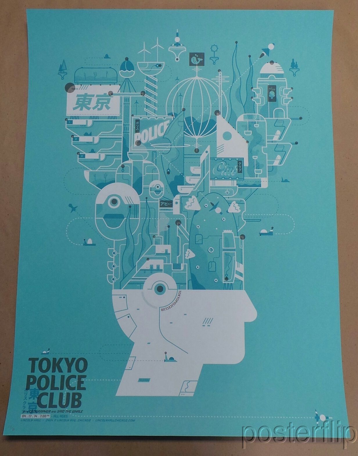 "Tokyo Police Club" Chicago Screenprint Poster Delicious Design League xx/80