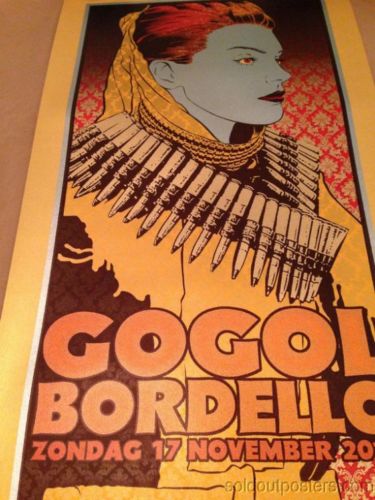 Gogol Bordello, Paradiso Amsterdam by Chuck Sperry.    11/17/2013 Limited Edition of 125, Signed and Numbered by the artist  Ready To Ship! Check out our other listings for more hard-to-find and out-of-print posters.