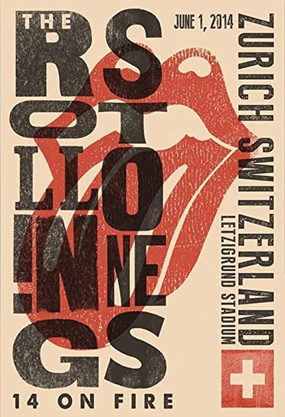 Title:  Rolling Stones   Edition: 1st edition, official poster hand numbered and embossed  Type:  Limited edition lithograph   Size:  17" x 23"  Location:  Zurich, Switzerland   Venue:  Letzigrund Stadium   Notes:  Official poster, Europe 14 On Fire Tour original from the show!